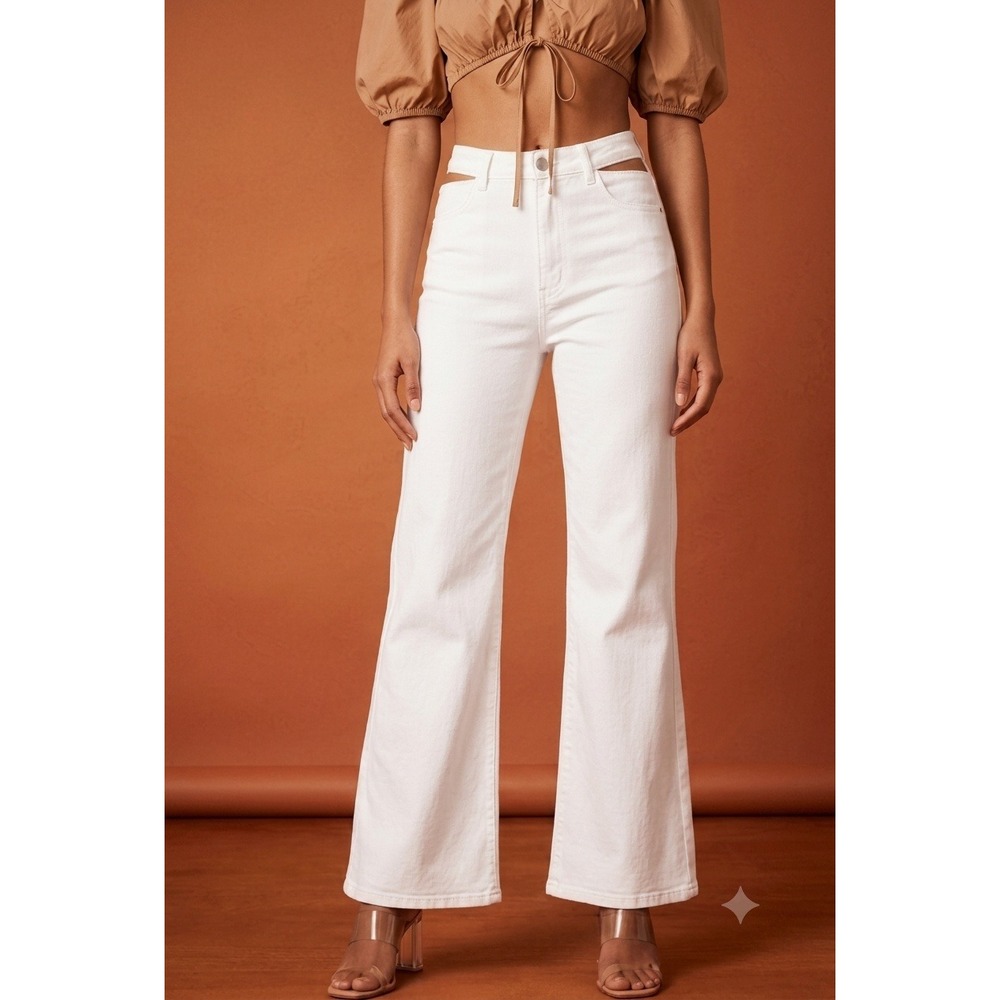 Y2K Adika Flare Wide Leg Jeans Clean Girl High Waist Denim Pants Size M 29x31